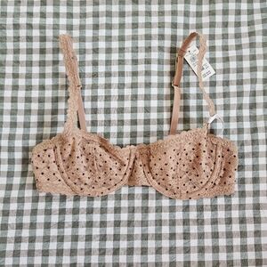 Show Off Vintage Lace Balconette Bra - Beach Dune NWT